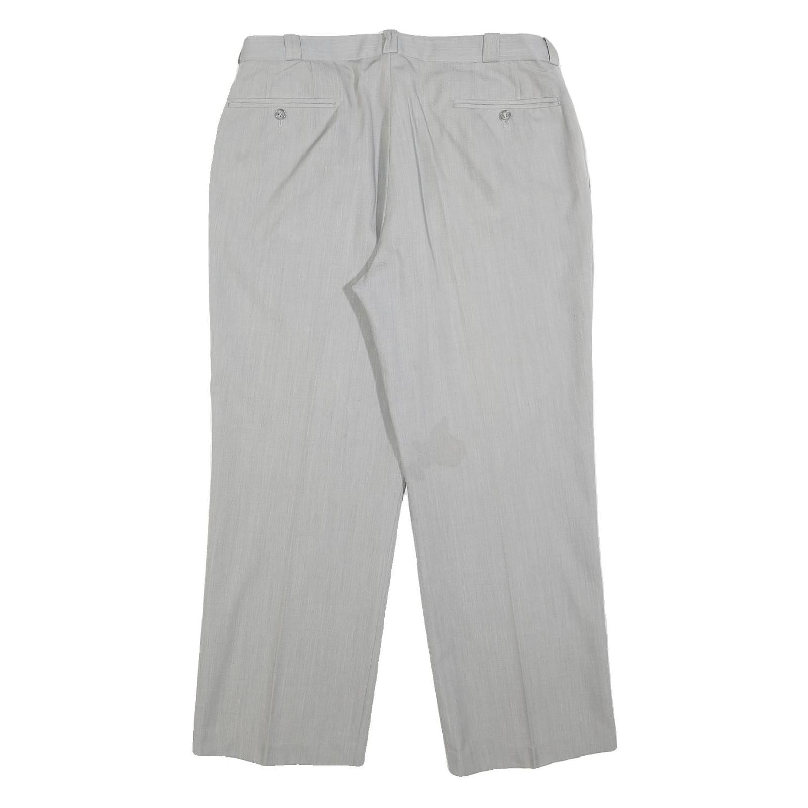 Mens Light Grey Regular Fit Straight Leg Trousers W34 L28 Smart Work Casual