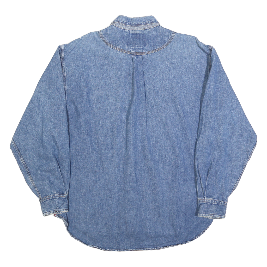 CUTTER & BUCK Mens Blue Denim Cotton Blend Shirt M Button Front Casual