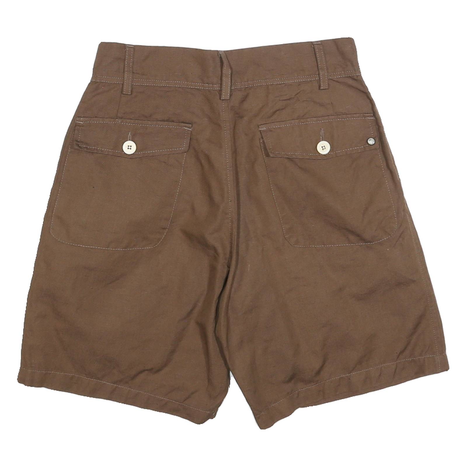 PEOPLE Womens Shorts Brown Casual S W26 Button Fastening Cotton Blend
