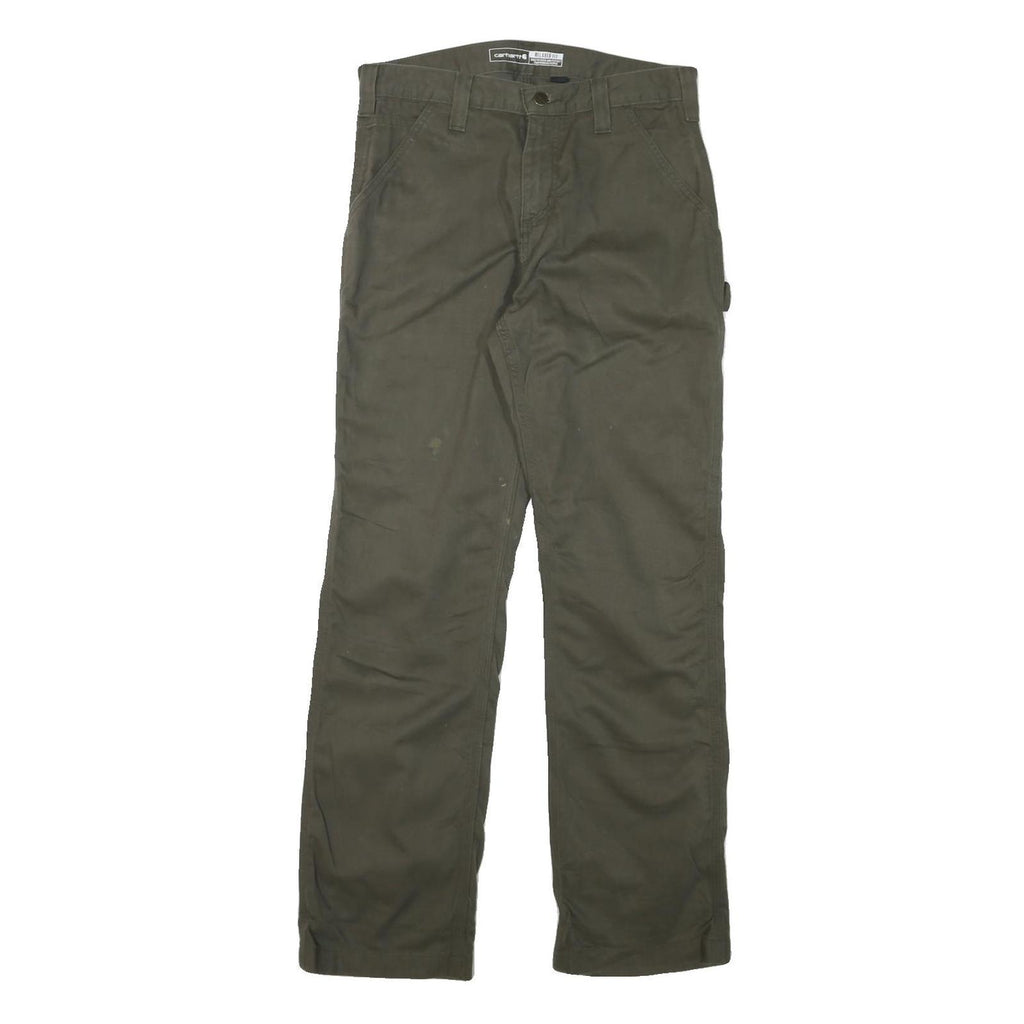 CARHARTT Mens Cotton Blend Green Regular Straight Trousers W30 L32 Workwear