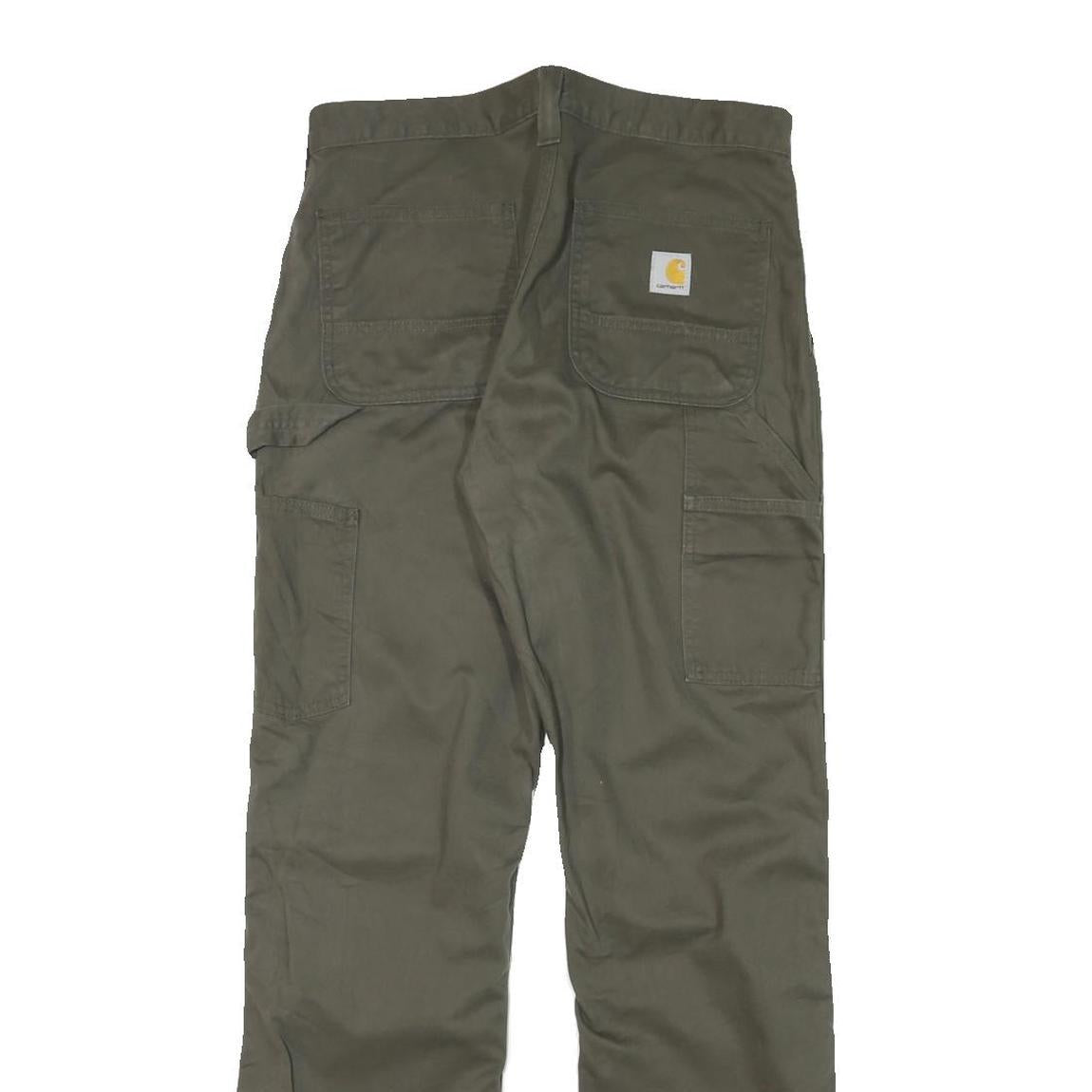 CARHARTT Mens Cotton Blend Green Regular Straight Trousers W30 L32 Workwear