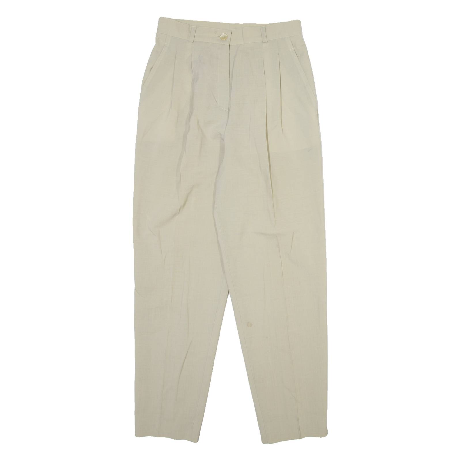 Womens Trousers Beige Relaxed Tapered Wool W26 L28