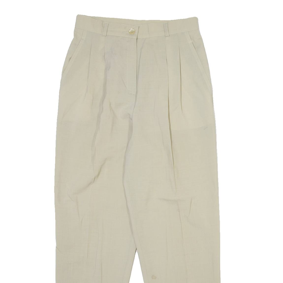 Womens Trousers Beige Relaxed Tapered Wool W26 L28