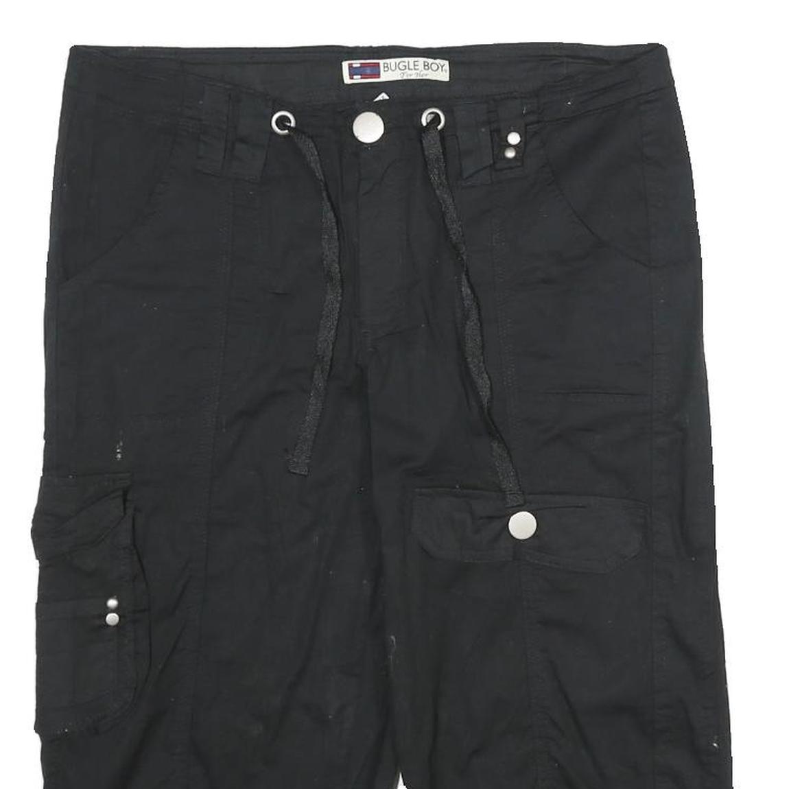 BUGLE BOY Womens Black Casual Cotton Blend Cargo Shorts M W32