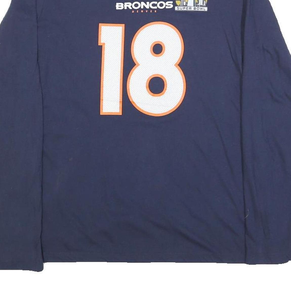 MAJESTIC Womens Blue Denver Broncos T-Shirt XL Long Sleeve Crew Neck Manning 18