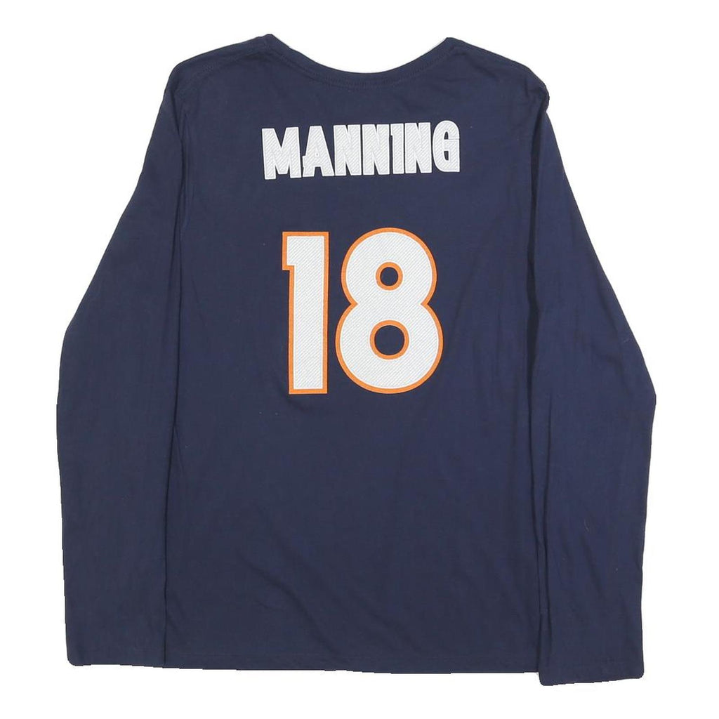 MAJESTIC Womens Blue Denver Broncos T-Shirt XL Long Sleeve Crew Neck Manning 18
