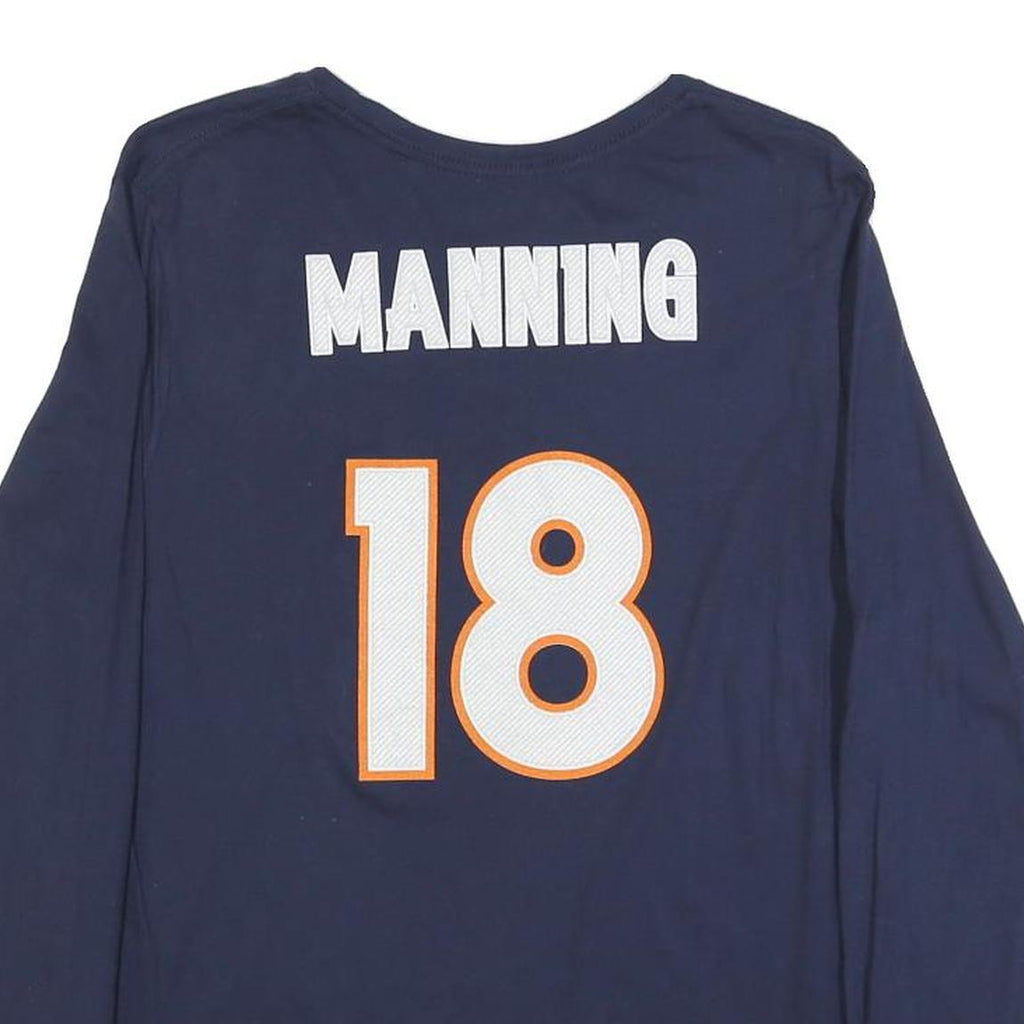 MAJESTIC Womens Blue Denver Broncos T-Shirt XL Long Sleeve Crew Neck Manning 18