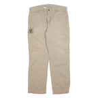 CARHARTT Mens Cotton Blend Beige Relaxed Straight Trousers W38 L32 Workwear