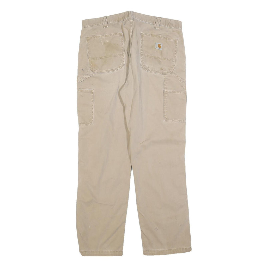 CARHARTT Mens Cotton Blend Beige Relaxed Straight Trousers W38 L32 Workwear
