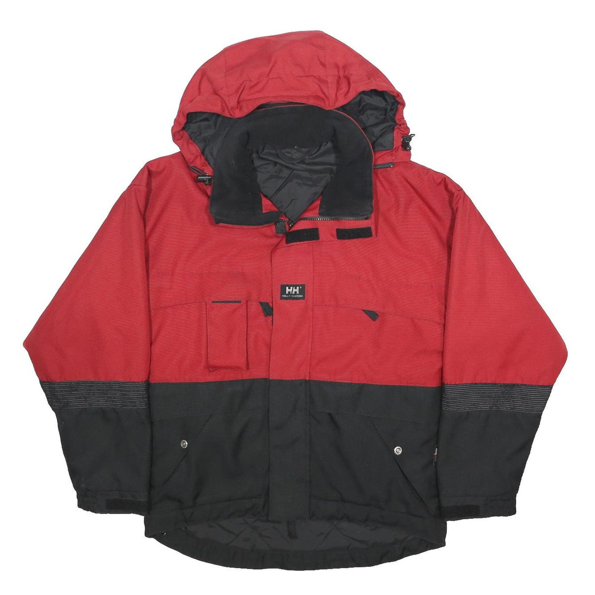 HELLY HANSEN Mens Red & Black Outdoor Hooded Zip Jacket S Polyester Woven