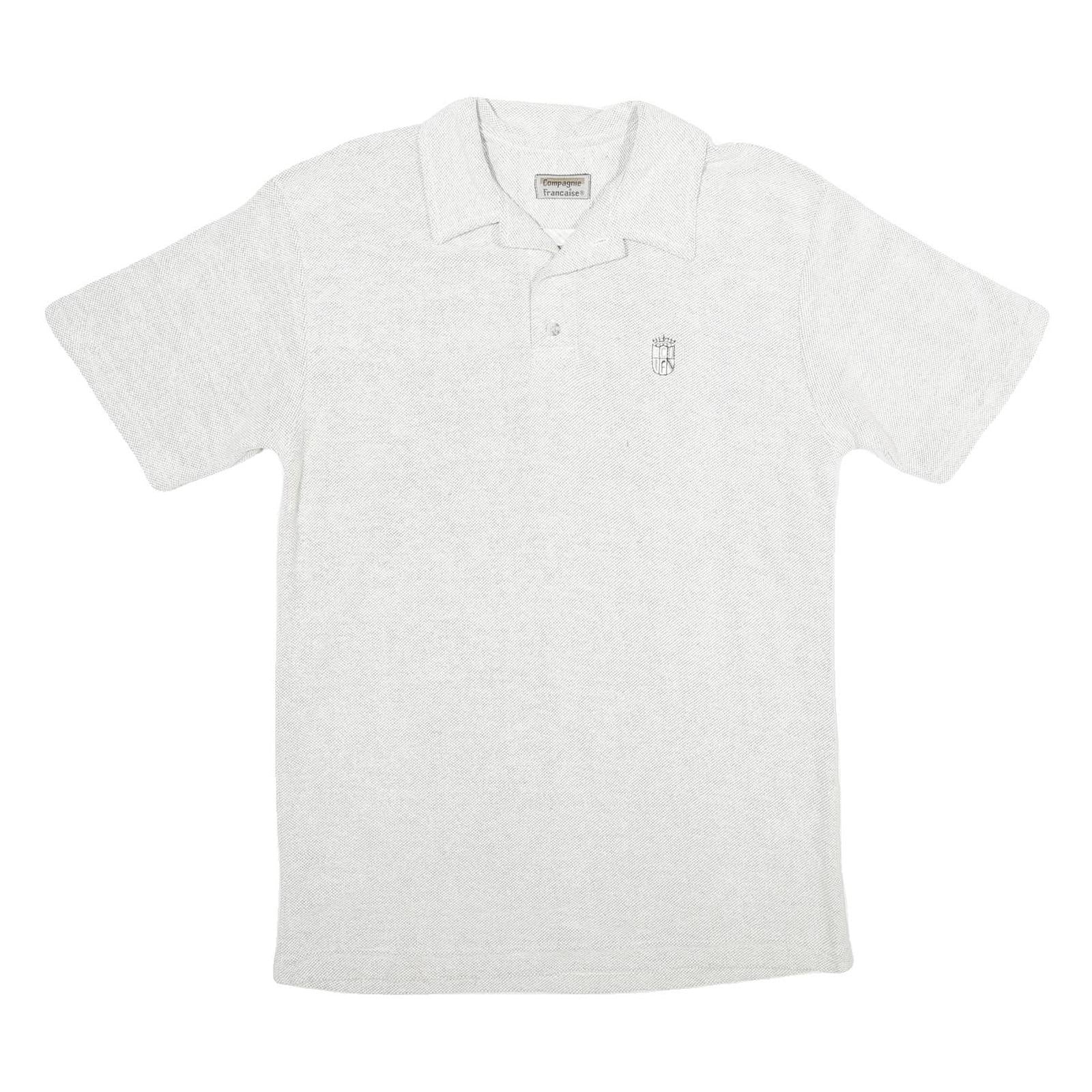 COMPAGNIE FRANCAISE Mens White Short Sleeve Polo Shirt L Cotton Blend Casual