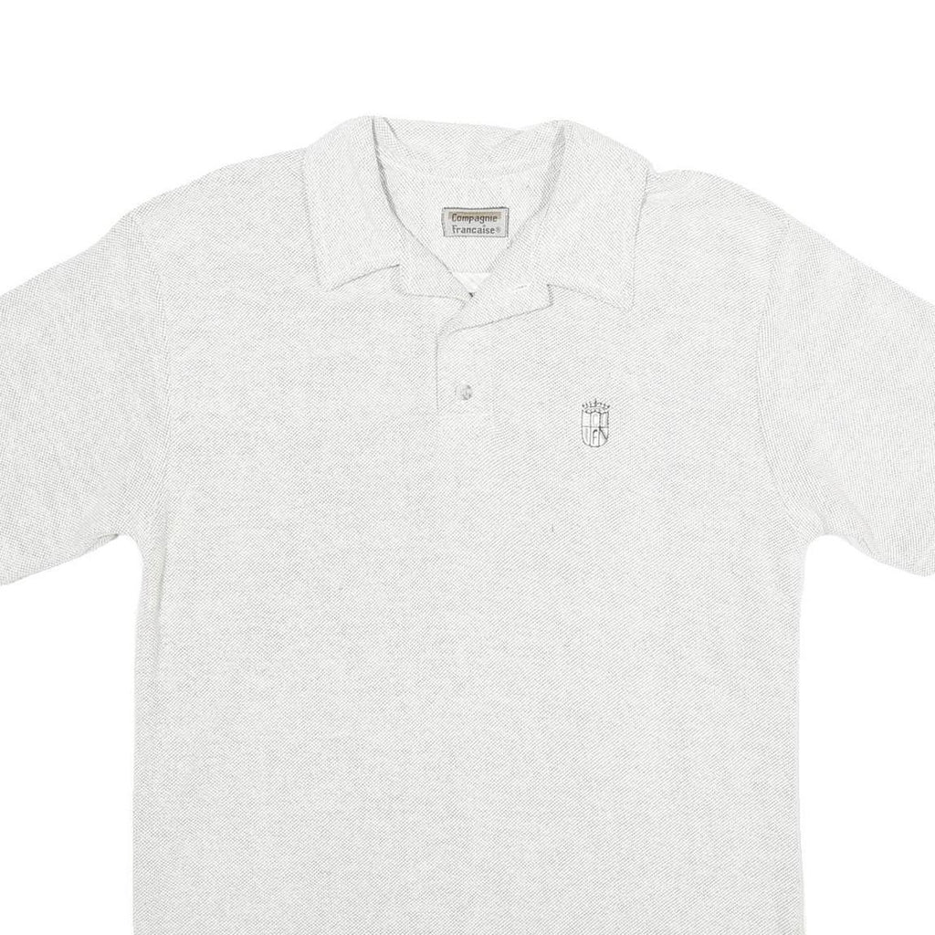 COMPAGNIE FRANCAISE Mens White Short Sleeve Polo Shirt L Cotton Blend Casual