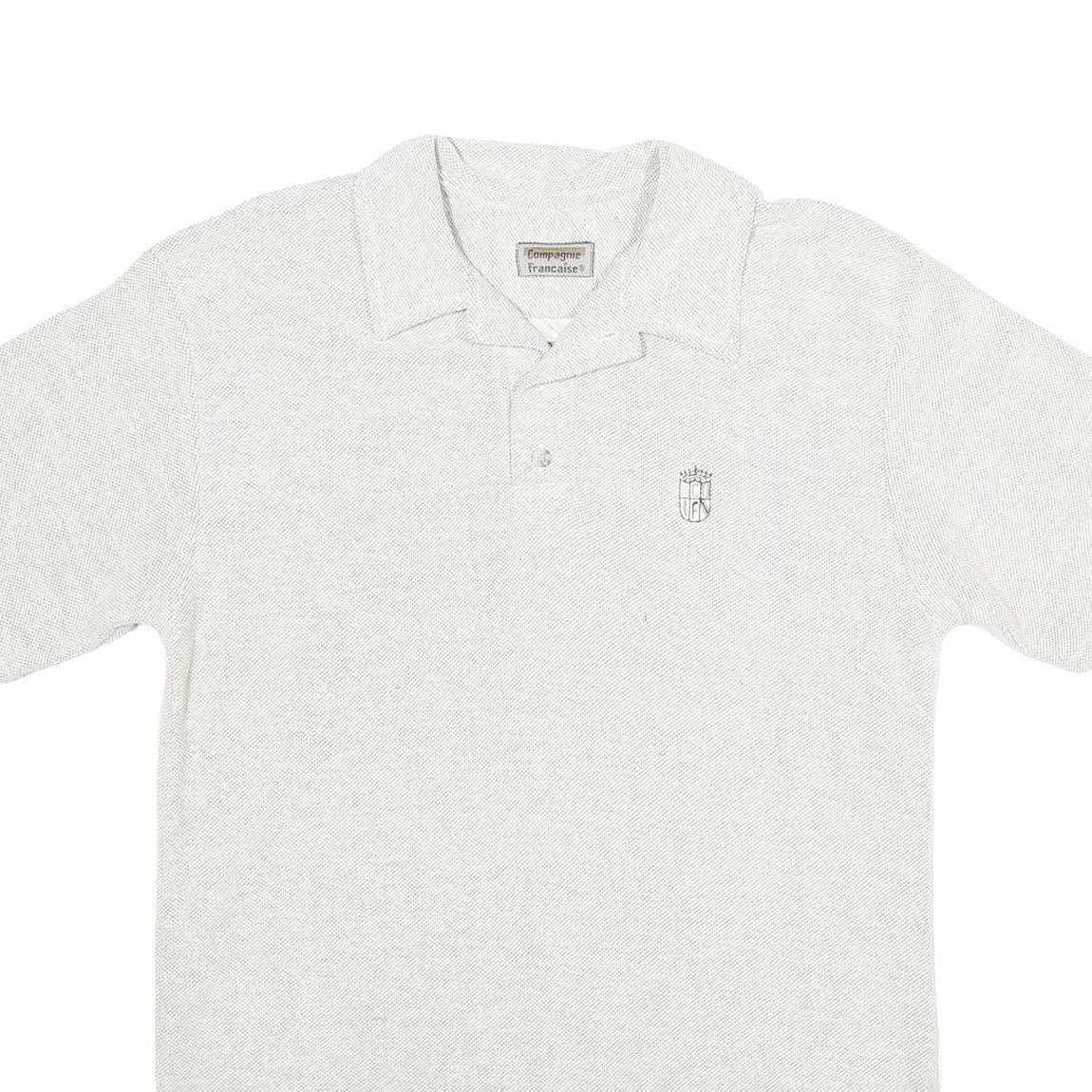 COMPAGNIE FRANCAISE Mens White Short Sleeve Polo Shirt L Cotton Blend Casual
