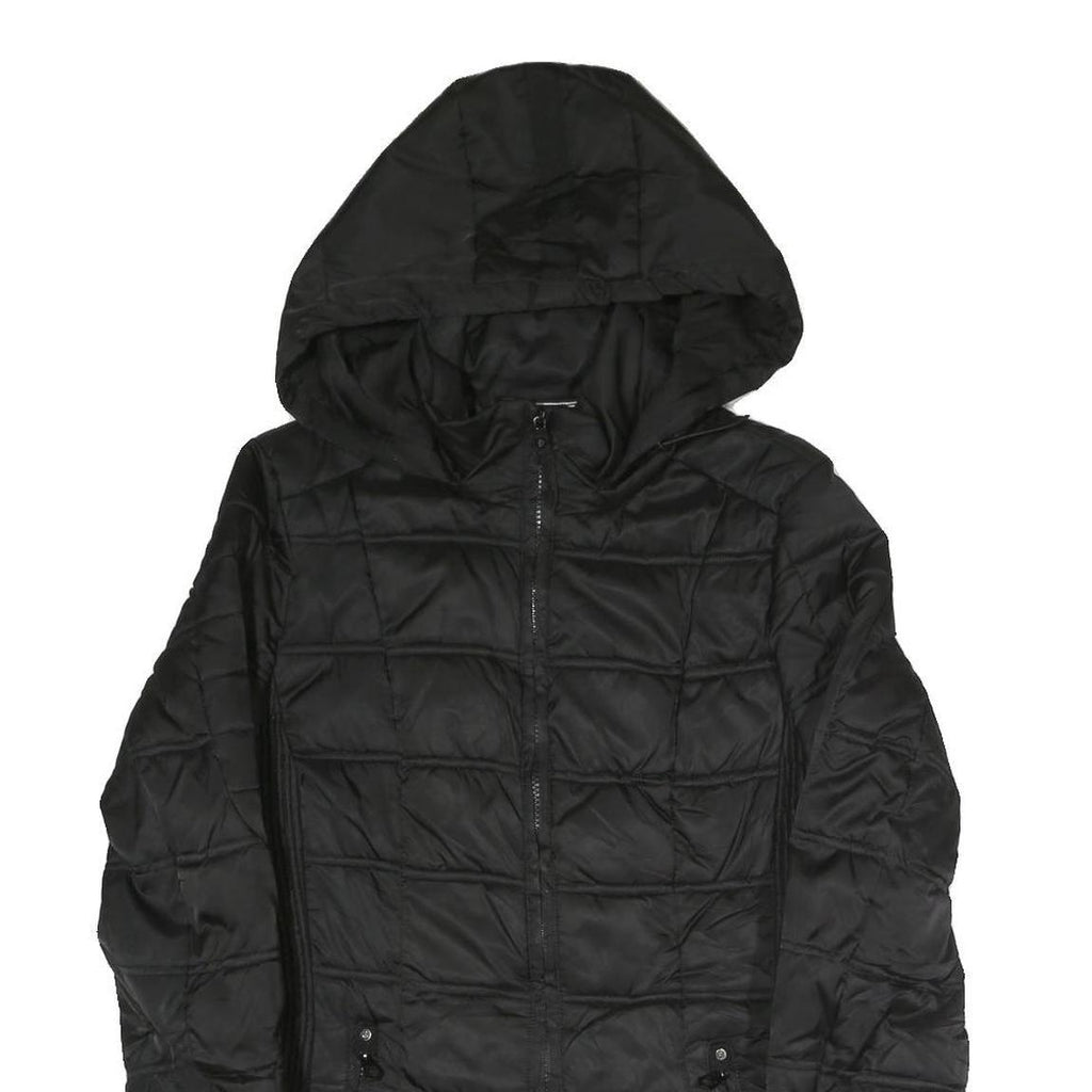 NAUTICA Womens Black Polyester Blend Quilted Jacket S Hooded Zip Closure Casual