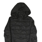NAUTICA Womens Black Polyester Blend Quilted Jacket S Hooded Zip Closure Casual