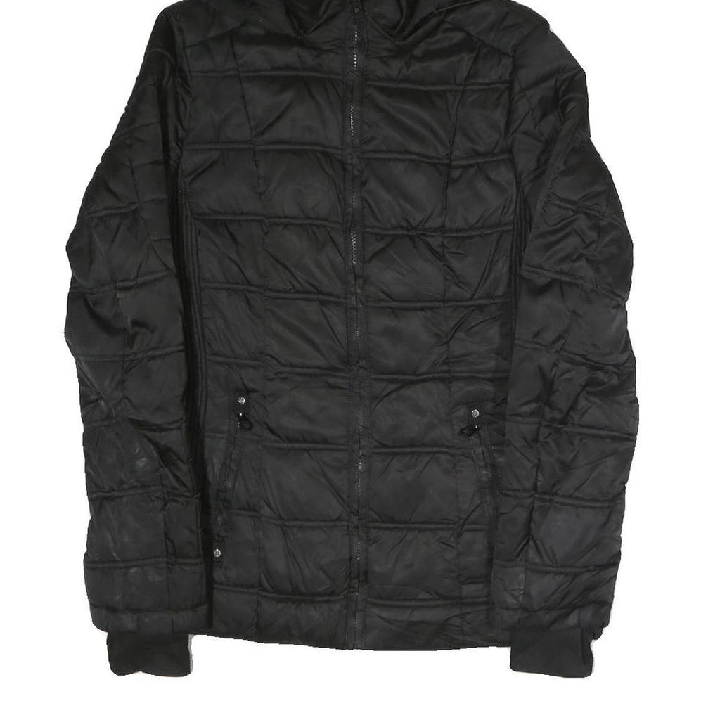 NAUTICA Womens Black Polyester Blend Quilted Jacket S Hooded Zip Closure Casual