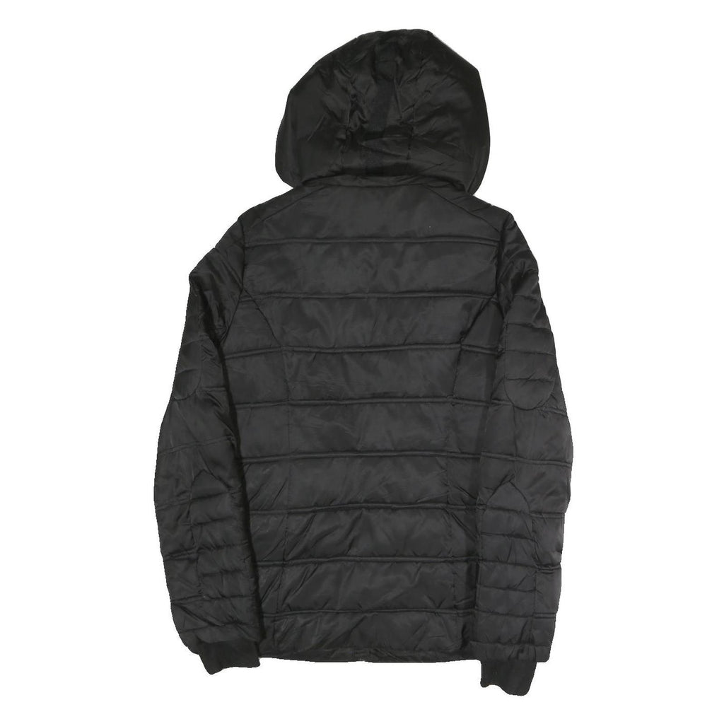 NAUTICA Womens Black Polyester Blend Quilted Jacket S Hooded Zip Closure Casual