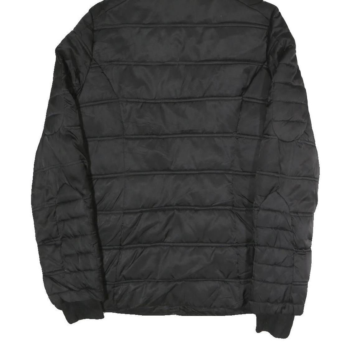 NAUTICA Womens Black Polyester Blend Quilted Jacket S Hooded Zip Closure Casual