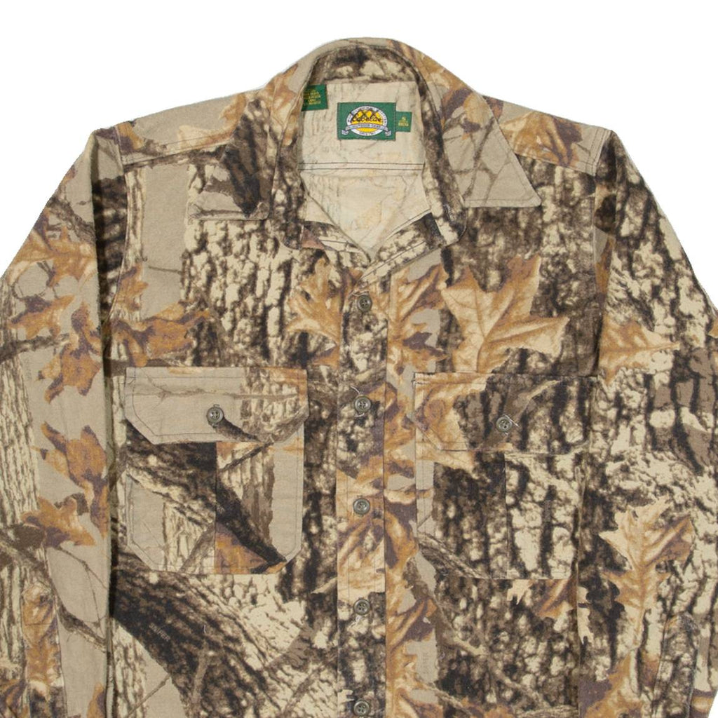 CABELA'S Mens Flannel Shirt Brown Camouflage Long Sleeve S