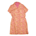 Womens Pink & Yellow Abstract Pattern Day Polyester Blend Dress Size M Short