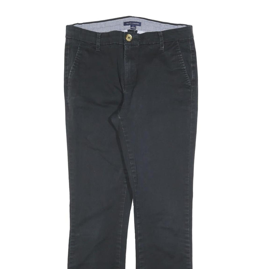 TOMMY HILFIGER Womens Cotton Blend Black Slim Skinny Trousers W28 L28 Casual
