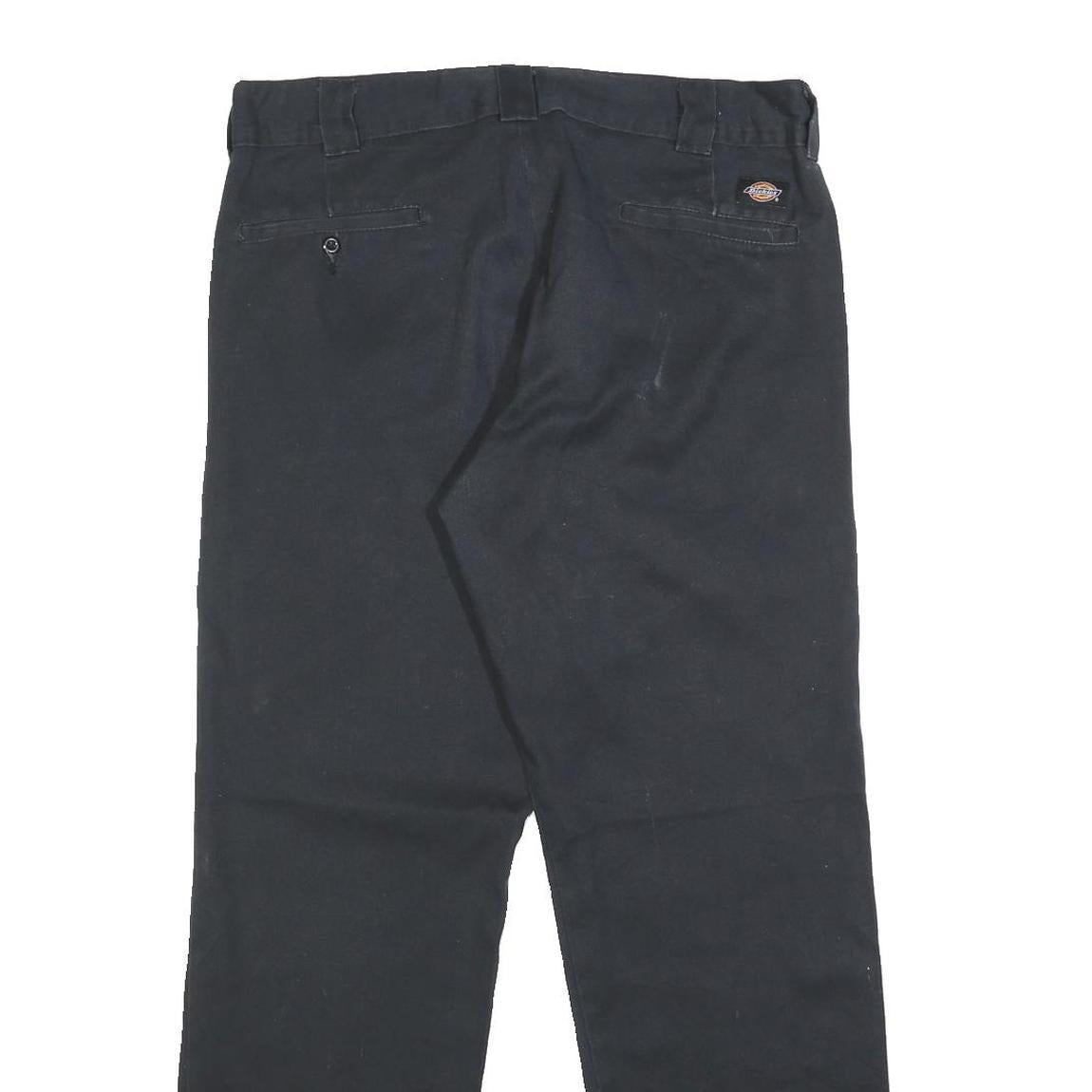 DICKIES Mens Cotton Blend Black Slim Straight Trousers W35 L30 Workwear
