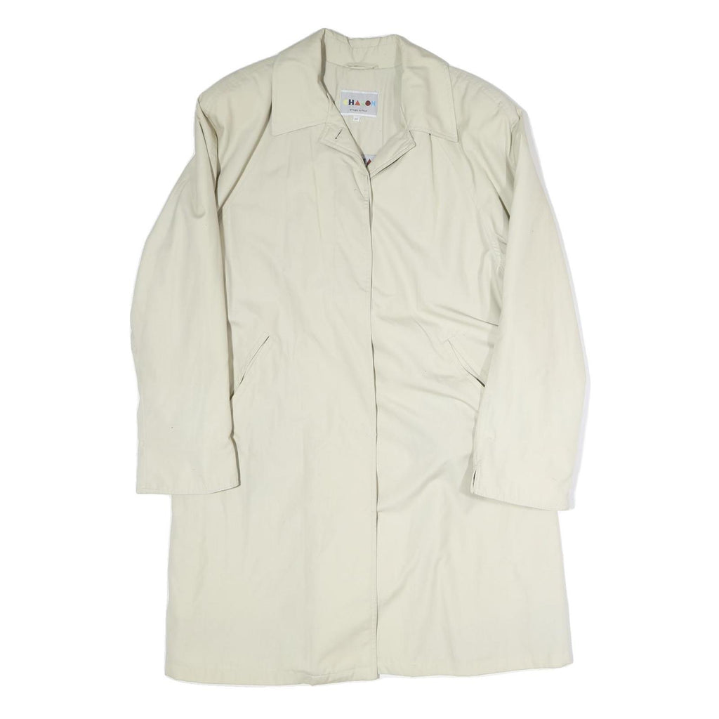 CHALOM Mens Cream Zip Jacket M Cotton Plain Classic Lightweight Comfortable