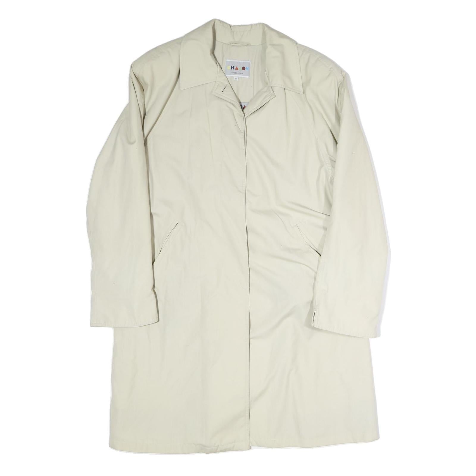 CHALOM Mens Cream Zip Jacket M Cotton Plain Classic Lightweight Comfortable