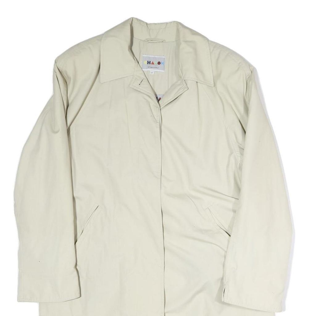 CHALOM Mens Cream Zip Jacket M Cotton Plain Classic Lightweight Comfortable