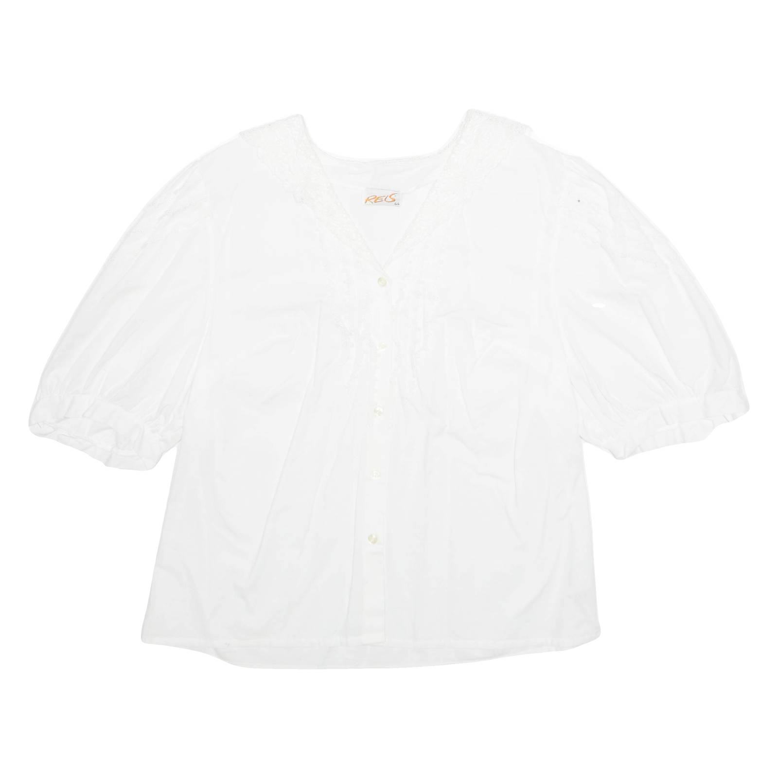 Womens Blouse White V-Neck L