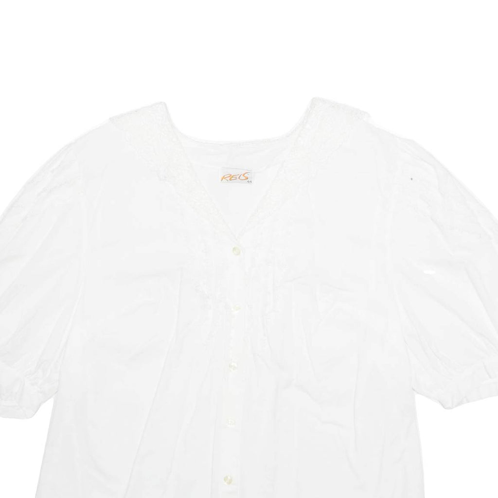 Womens Blouse White V-Neck L