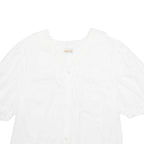 Womens Blouse White V-Neck L