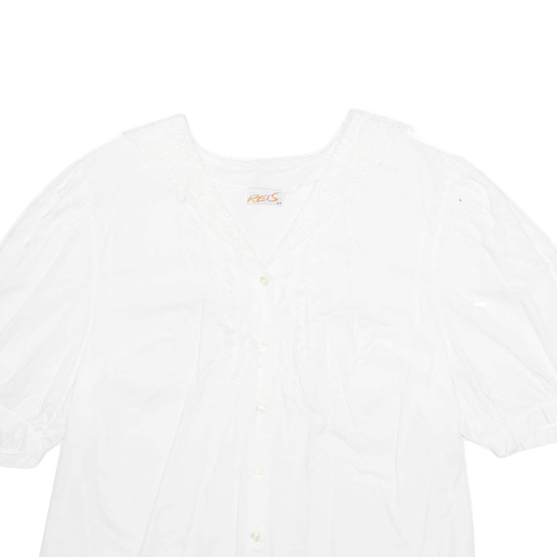 Womens Blouse White V-Neck L