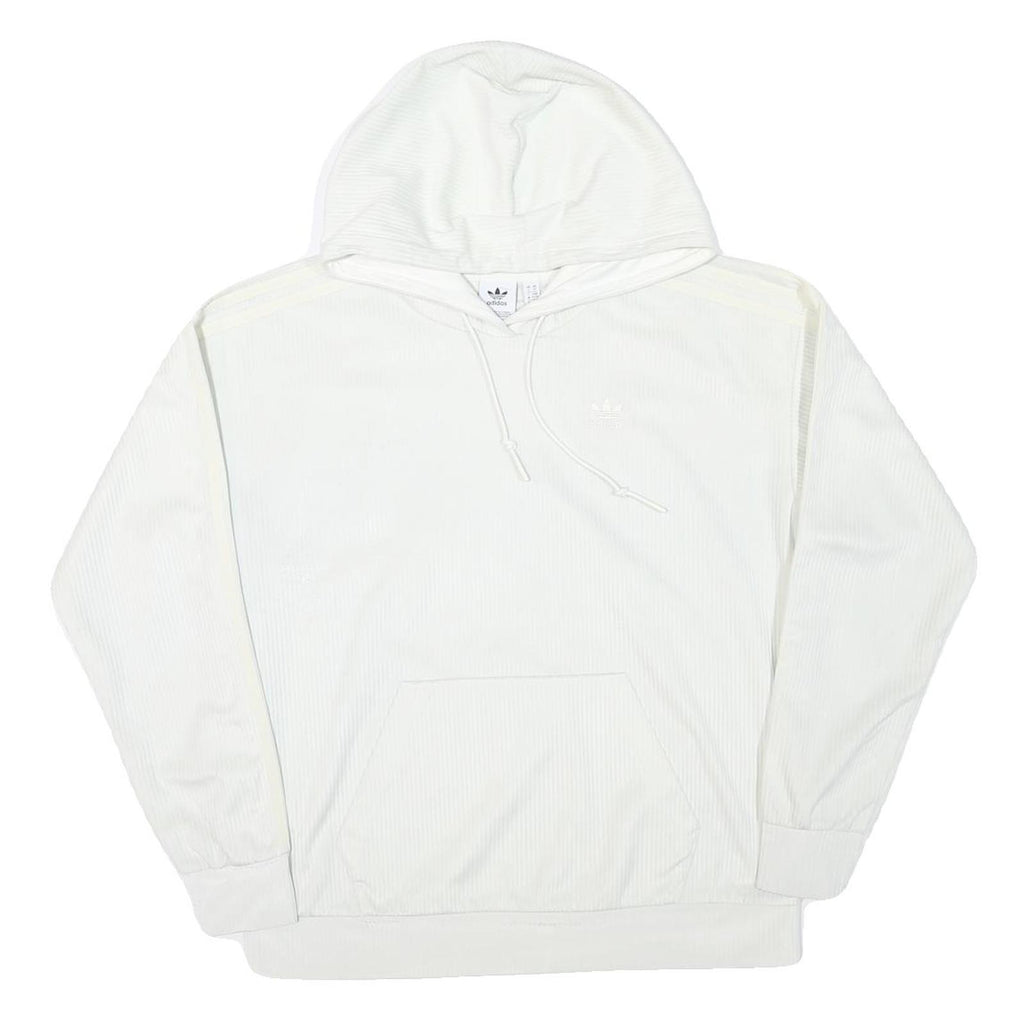 ADIDAS Womens White Hoodie UK 6 Cotton Blend Casual Pullover Sweatshirt