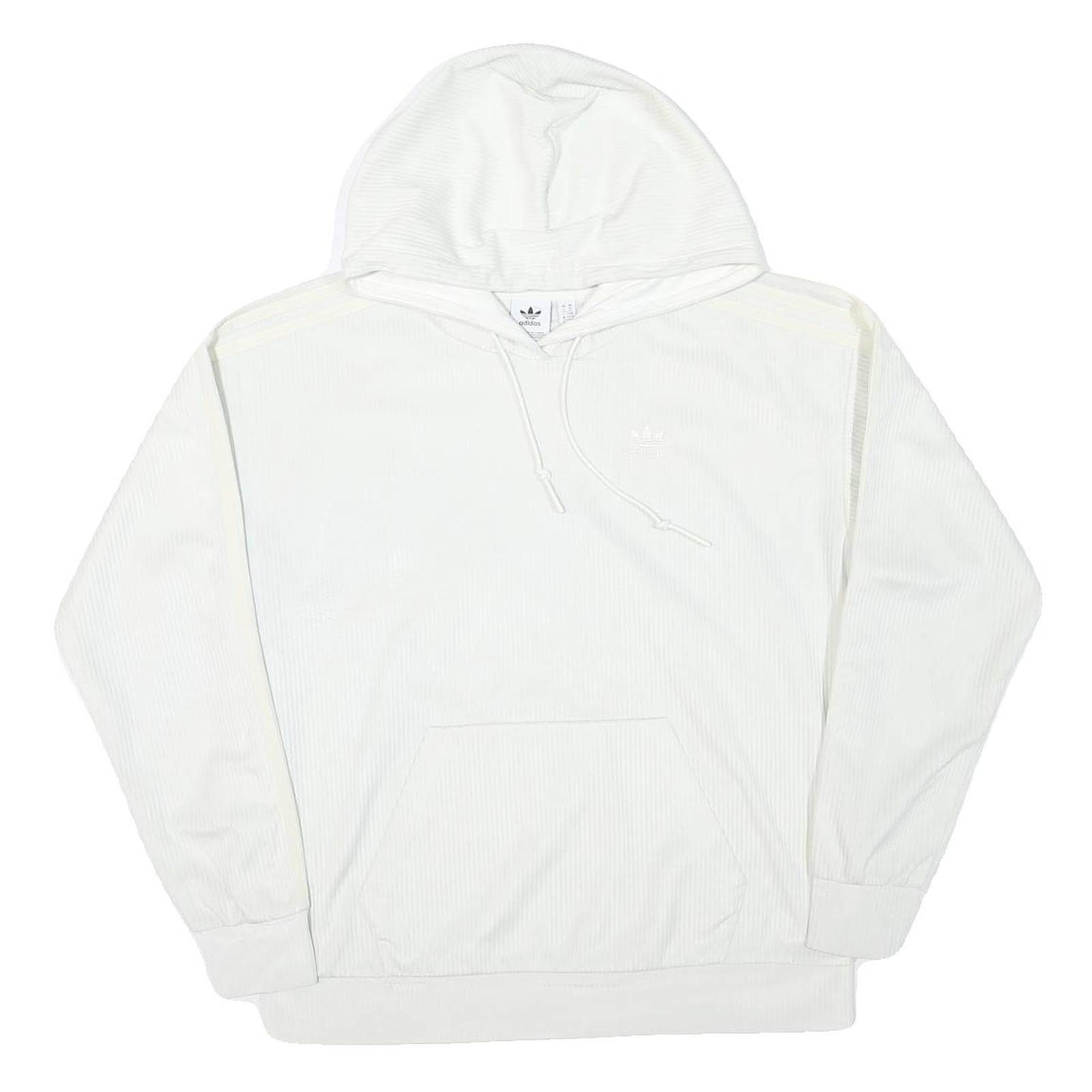 ADIDAS Womens White Hoodie UK 6 Cotton Blend Casual Pullover Sweatshirt