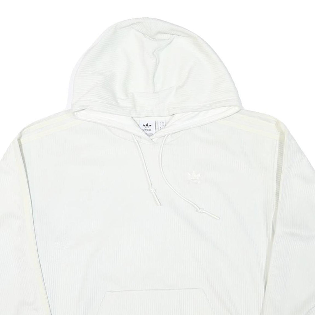 ADIDAS Womens White Hoodie UK 6 Cotton Blend Casual Pullover Sweatshirt