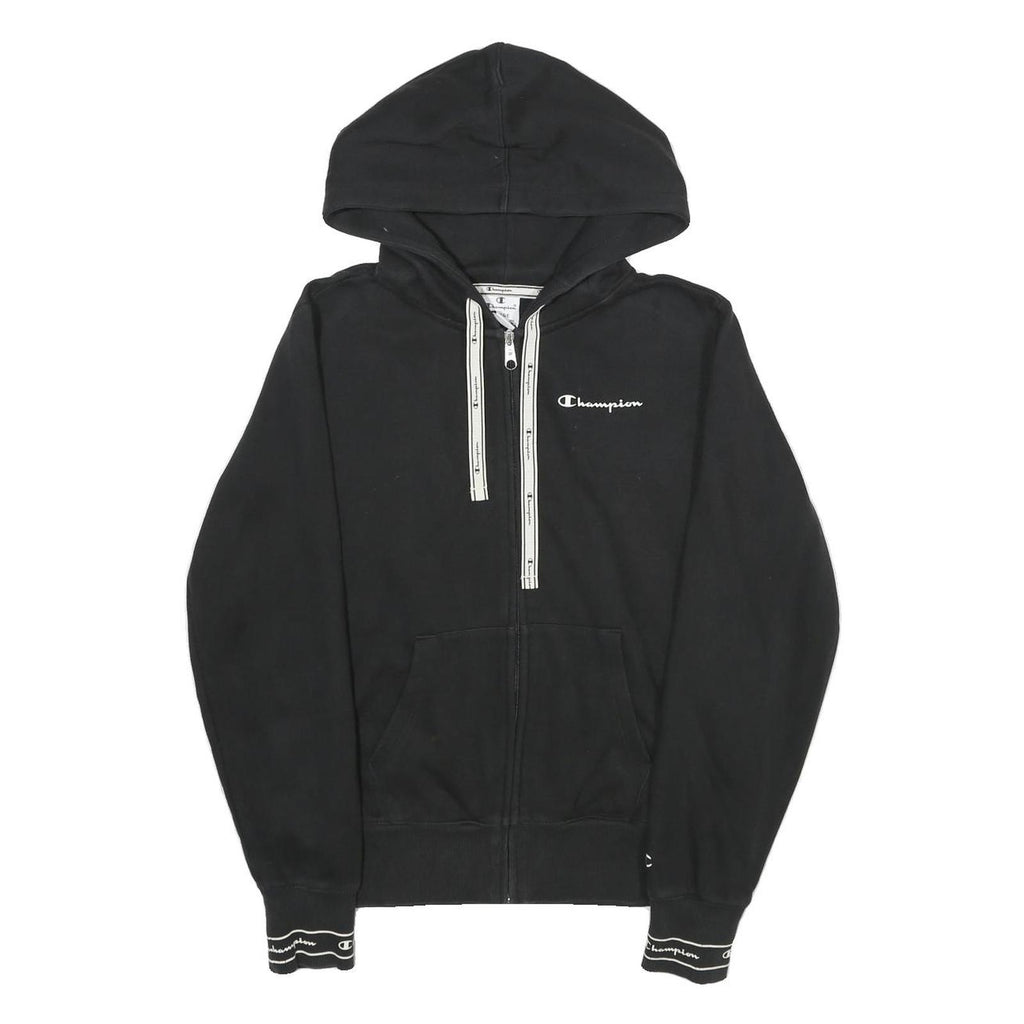 CHAMPION Womens Black Full Zip Hoodie L Cotton Blend Casual Sportswear