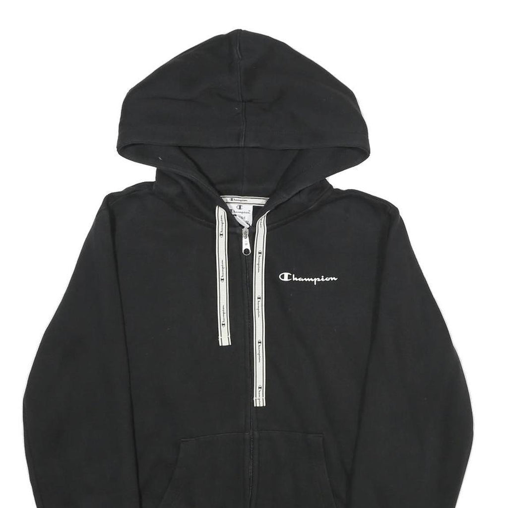 CHAMPION Womens Black Full Zip Hoodie L Cotton Blend Casual Sportswear