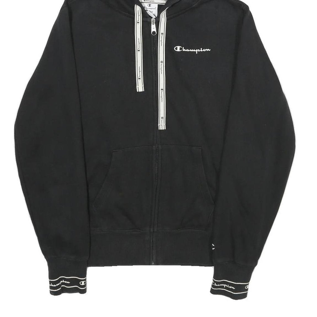 CHAMPION Womens Black Full Zip Hoodie L Cotton Blend Casual Sportswear