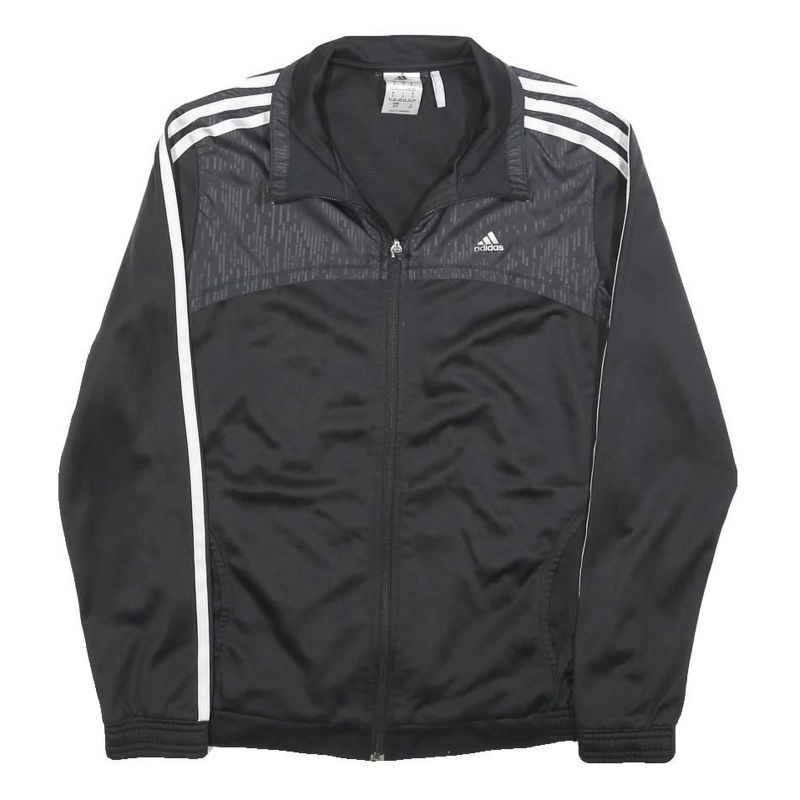 ADIDAS Womens Black & White Athletic Track Jacket S Polyester Zip Sportswear