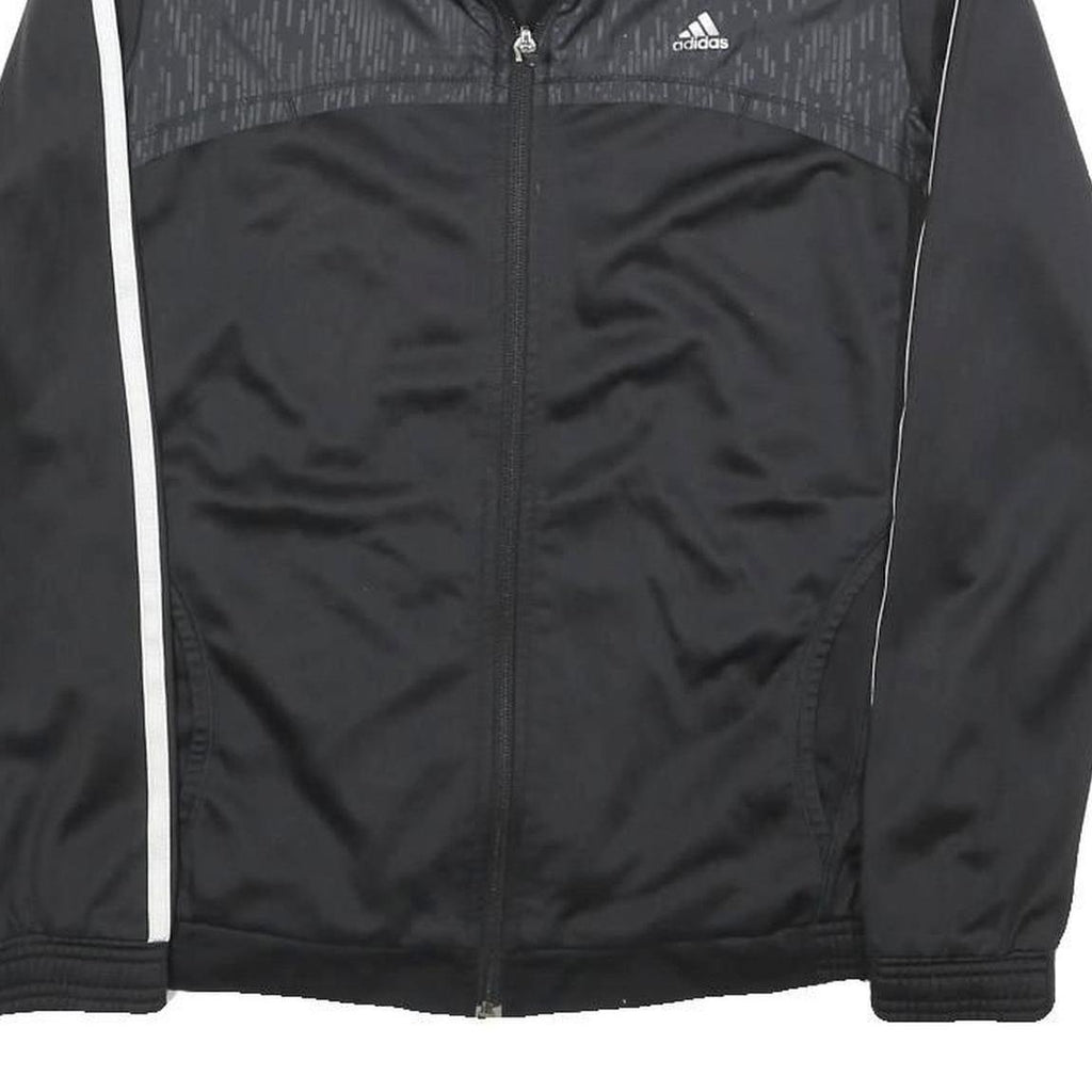 ADIDAS Womens Black & White Athletic Track Jacket S Polyester Zip Sportswear