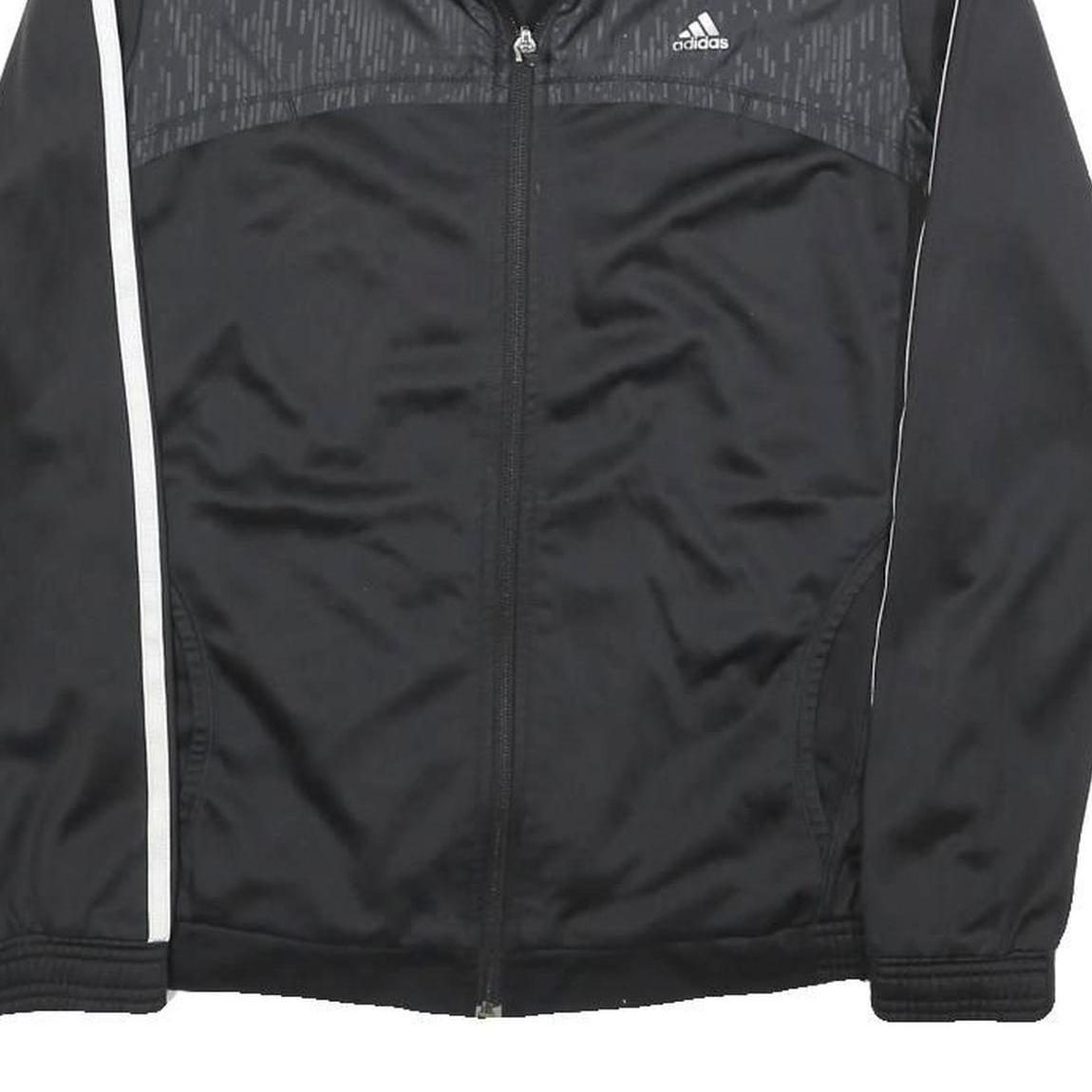 ADIDAS Womens Black & White Athletic Track Jacket S Polyester Zip Sportswear