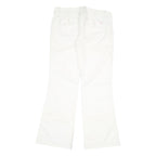 Womens White Regular Fit Bootcut Cotton Trousers W32 L32 Zip Closure Casual Wear