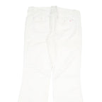 Womens White Regular Fit Bootcut Cotton Trousers W32 L32 Zip Closure Casual Wear