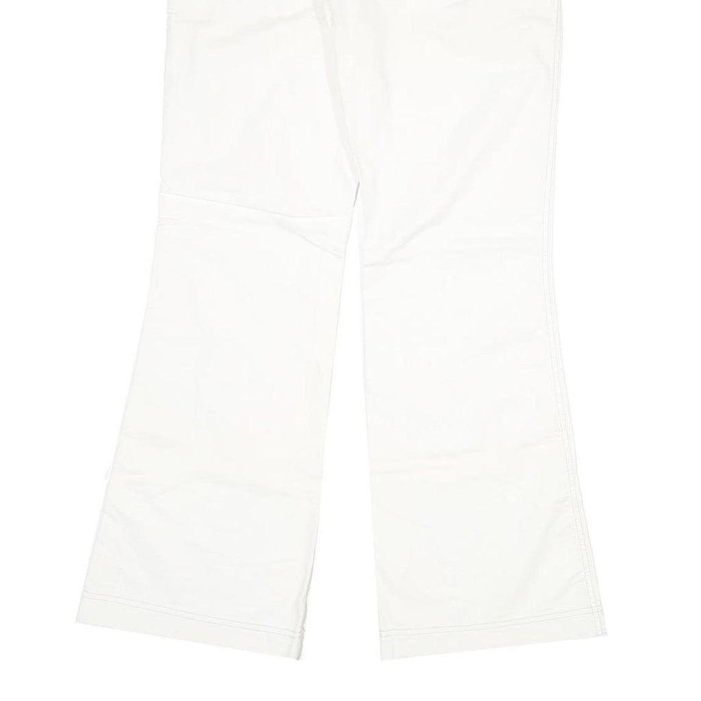 Womens White Regular Fit Bootcut Cotton Trousers W32 L32 Zip Closure Casual Wear