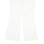 Womens White Regular Fit Bootcut Cotton Trousers W32 L32 Zip Closure Casual Wear