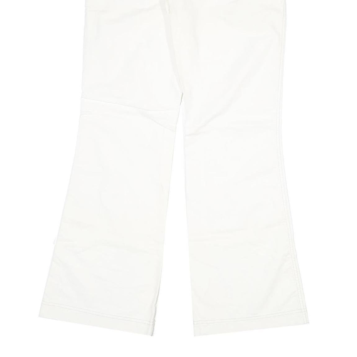 Womens White Regular Fit Bootcut Cotton Trousers W32 L32 Zip Closure Casual Wear