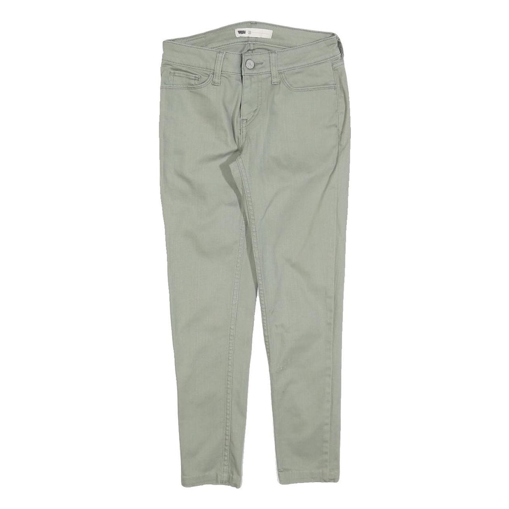 LEVI'S Womens Cotton Blend Slim Green Trousers W26 L25 Stylish Zip Closure