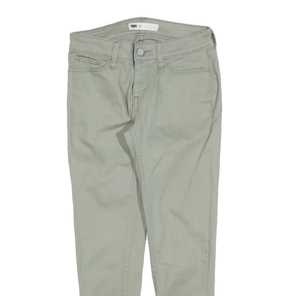 LEVI'S Womens Cotton Blend Slim Green Trousers W26 L25 Stylish Zip Closure