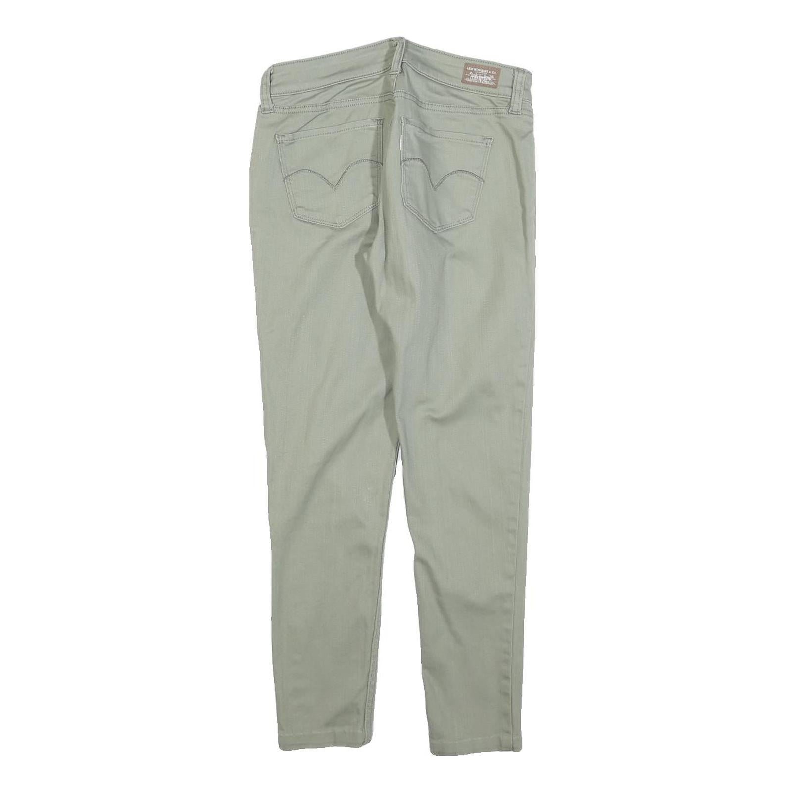 LEVI'S Womens Cotton Blend Slim Green Trousers W26 L25 Stylish Zip Closure
